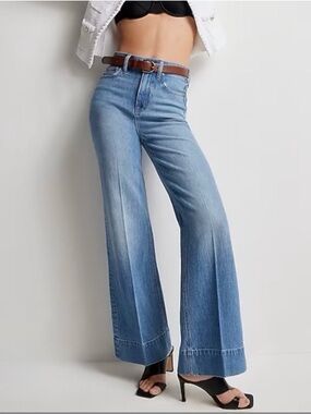 J. Crew Wide Leg Trouser Jean High Rise Tencel + Stretch Size 30